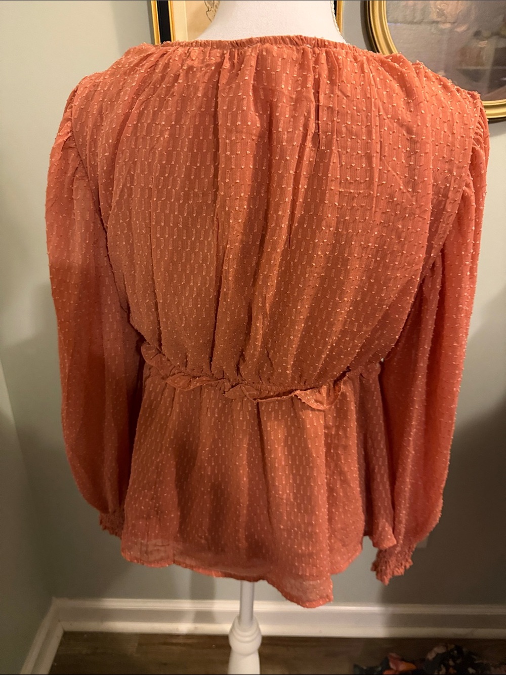 Blu Pepper Rust Peplum V-Neck Blouse - Picture 5 of 5